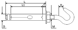 KOTWA M8X60 10MM HAK A2                         