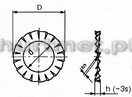 PODKADKA WACHLARZOWA 3,2MM DIN 6798A A2 POD M3 