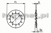 PODKŁADKA ZĄBKOWANA 4,3MM DIN 6798J A4 POD M4